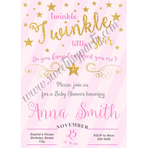Twinkle Twinkle Little Star Girl Baby Shower,(003)